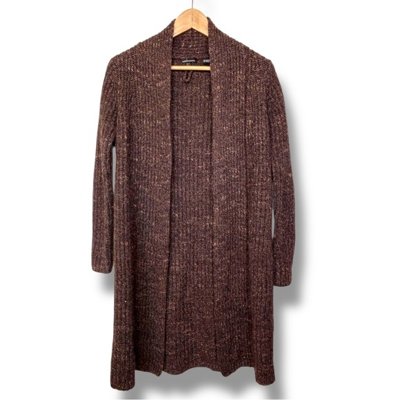 4/$20 Moda International Chocolate Open-Front Longline Cardigan - Picture 1 of 4